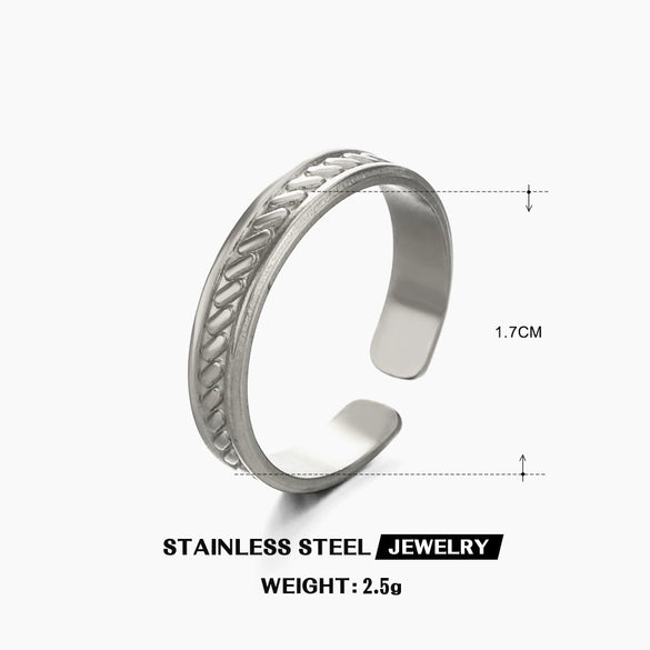 Wholesale Stainless Steel Geometric Round Opening Adjustable Ring For Women With 18K Gold Plated Electroplating