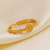 Wholesale Stainless Steel Geometric Round Opening Ring Jewelry Retro Simple Style Gold Plated