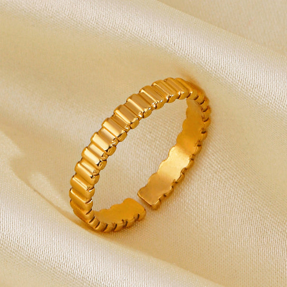 Wholesale Stainless Steel Geometric Round Opening Ring 18K Gold Plated Electroplated Women's Hip Hop Ins Style