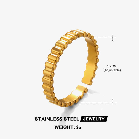 Wholesale Stainless Steel Geometric Round Opening Ring 18K Gold Plated Electroplated Women's Hip Hop Ins Style