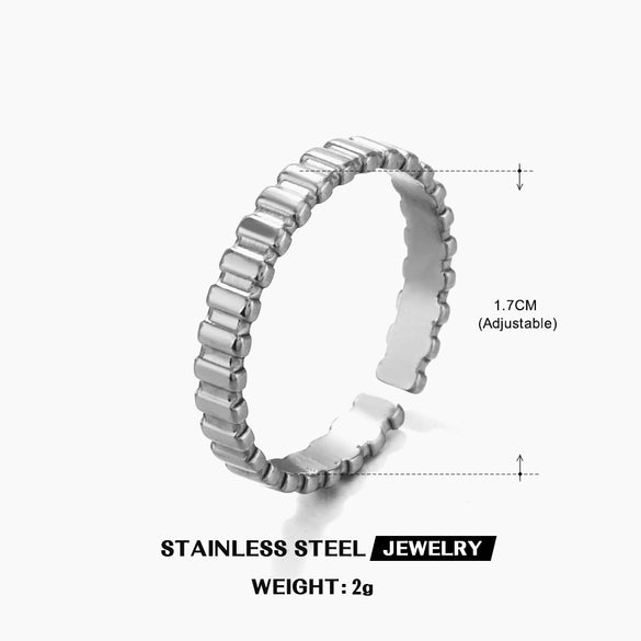 Wholesale Stainless Steel Geometric Round Opening Ring 18K Gold Plated Electroplated Women's Hip Hop Ins Style