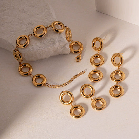 Wholesale Stainless Steel Geometric Round Pendant Earrings With Electroplating Treatment Niche Light Luxury Style For Women