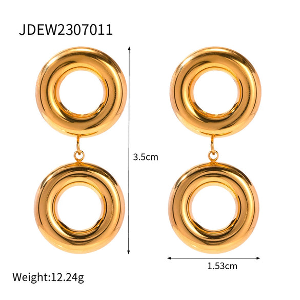 Wholesale Stainless Steel Geometric Round Pendant Earrings With Electroplating Treatment Niche Light Luxury Style For Women