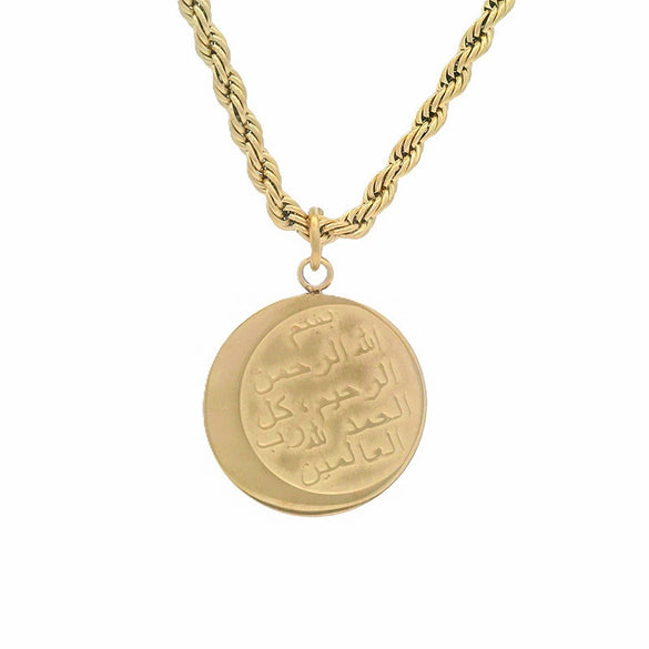 Wholesale Stainless Steel Geometric Round Pendant Necklace With Electroplating