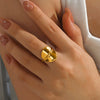 Wholesale Stainless Steel Geometric Round Ring For Women 18K Gold Plated