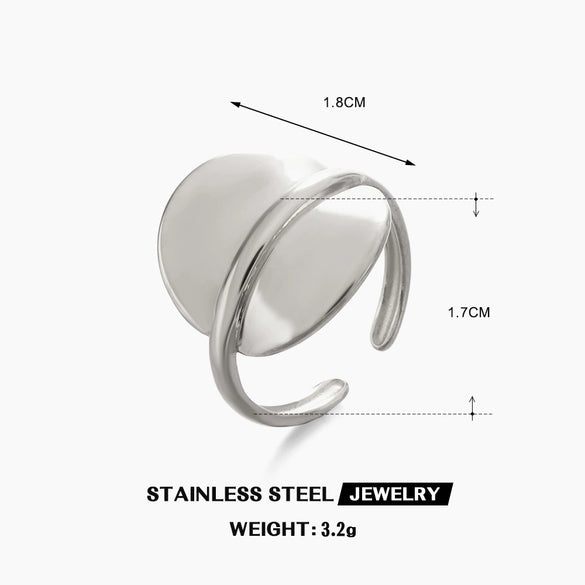 Wholesale Stainless Steel Geometric Round Ring For Women 18K Gold Plated