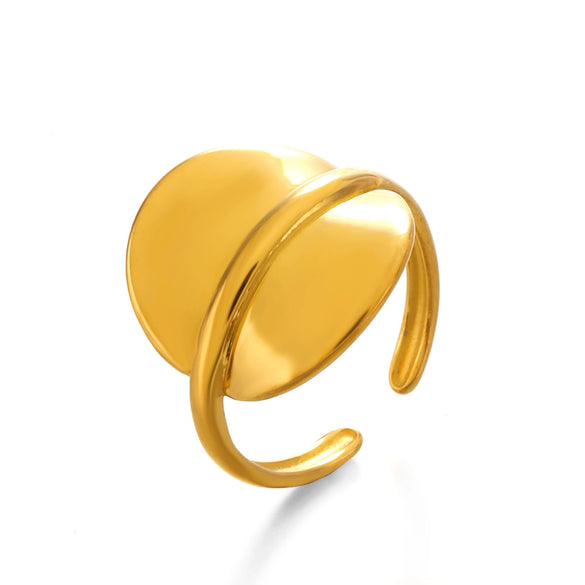 Wholesale Stainless Steel Geometric Round Ring For Women 18K Gold Plated