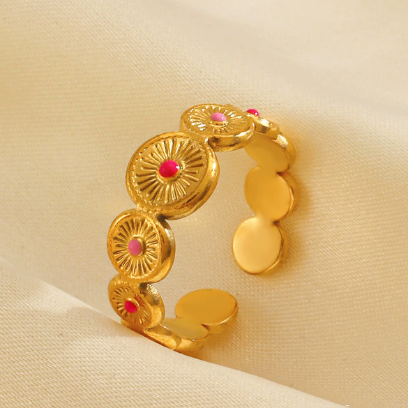 Wholesale Stainless Steel Geometric Round Ring For Women With Electroplating Design