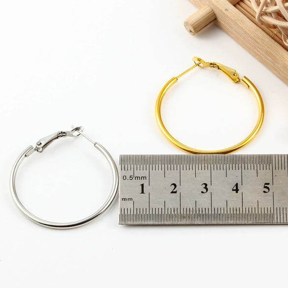 Wholesale Stainless Steel Geometric Round Shrimp Bow Buckle Earrings With Vacuum Gold Plating