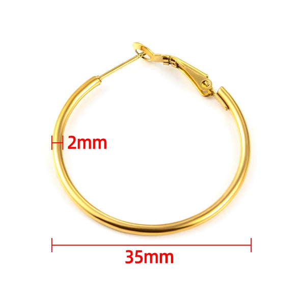 Wholesale Stainless Steel Geometric Round Shrimp Bow Buckle Earrings With Vacuum Gold Plating