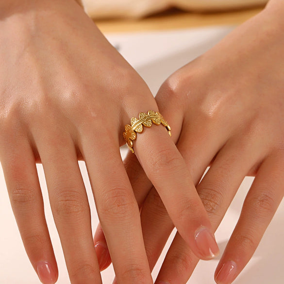 Wholesale Stainless Steel Geometric Round Stitching Opening Adjustable 18K Gold Plated Ring For Women