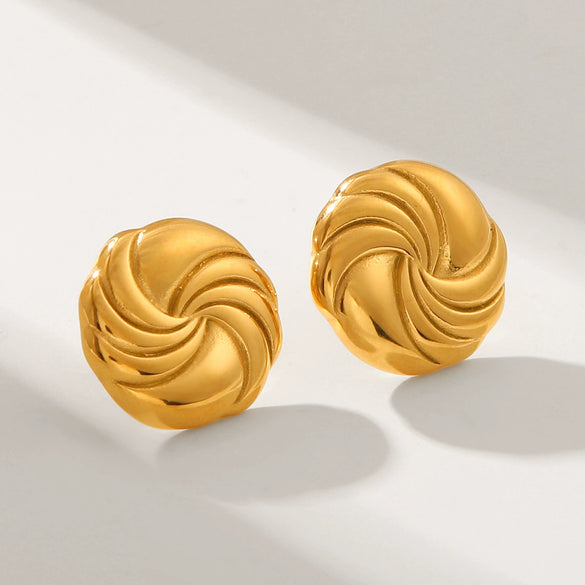Wholesale Stainless Steel Geometric Round Vortex Windmill Earrings For Ladies With Electroplating