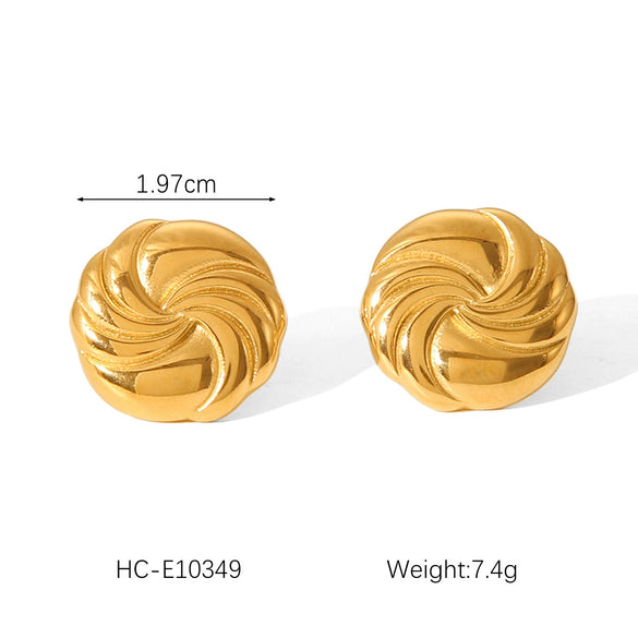 Wholesale Stainless Steel Geometric Round Vortex Windmill Earrings For Ladies With Electroplating