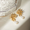 Wholesale Stainless Steel Geometric Seahorse Shaped Pearl Earrings For Women With Electroplating Treatment