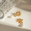 Wholesale Stainless Steel Geometric Seahorse Shaped Pearl Earrings For Women With Electroplating Treatment