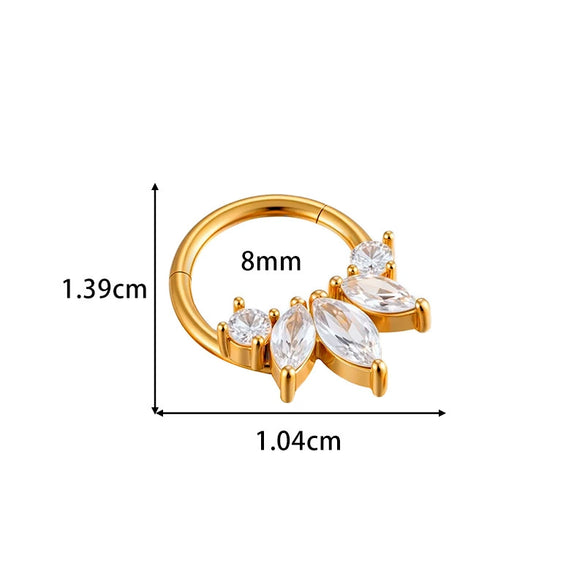 Wholesale Stainless Steel Geometric Seamless Closed Nose And Ear Piercing Jewelry With Electroplating