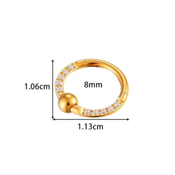Wholesale Stainless Steel Geometric Seamless Closed Nose And Ear Piercing Jewelry With Electroplating