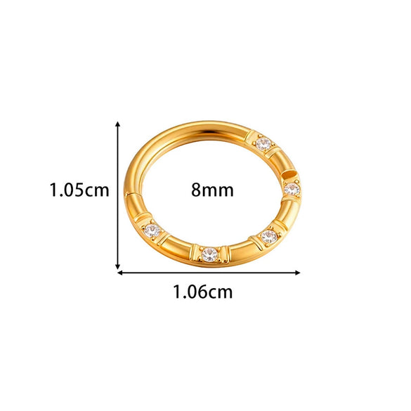 Wholesale Stainless Steel Geometric Seamless Closed Nose And Ear Piercing Jewelry With Electroplating