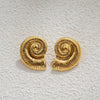 Wholesale Stainless Steel Geometric Shape Conch Texture Electroplated Women's Earrings With Retro Niche Design