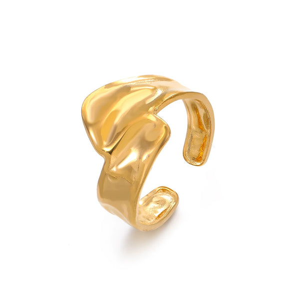 Wholesale Stainless Steel Geometric Shaped Opening Ring With Joker Line Cross Design And Electroplating