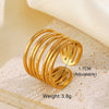Wholesale Stainless Steel Geometric Shaped Opening Ring With Joker Line Cross Design And Electroplating