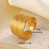 Wholesale Stainless Steel Geometric Shaped Opening Ring With Joker Line Cross Design And Electroplating