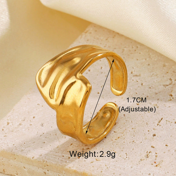 Wholesale Stainless Steel Geometric Shaped Opening Ring With Joker Line Cross Design And Electroplating