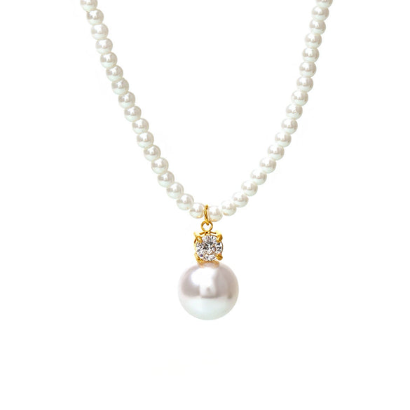 Wholesale Stainless Steel Geometric Shell Bead Pendant Collarbone Necklace For Women With Electroplating Treatment Elegant Style