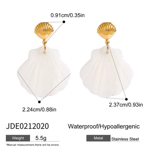 Wholesale Stainless Steel Geometric Shell Pendant Earrings With Electroplating Elegant And Trendy Jewelry