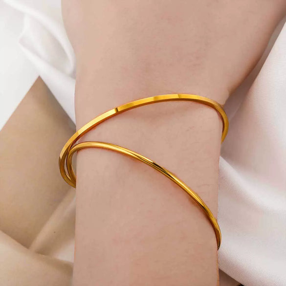 Wholesale Stainless Steel Geometric Simple Style 18K Gold Plated Polished Diy Jewelry Accessories Bracelet