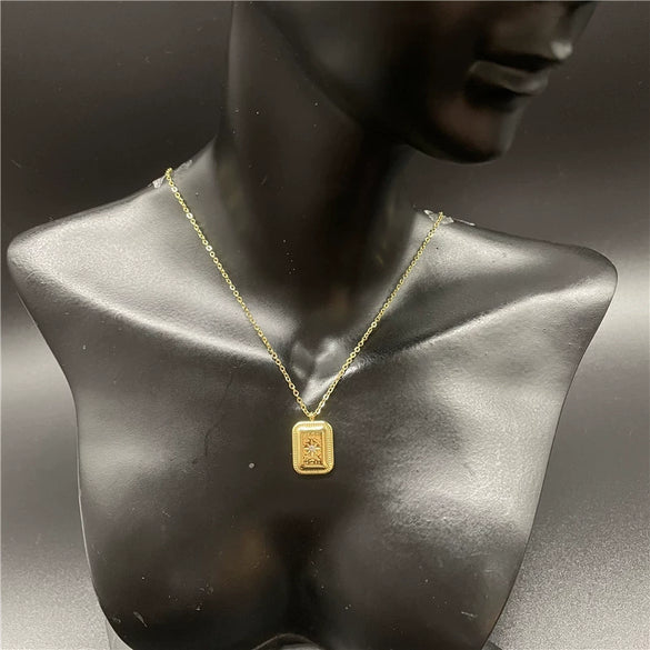 Wholesale Stainless Steel Geometric Sixpointed Star Totem Micro Inlaid Zircon Pendant Necklace For Women With Electroplating And O Word Chain