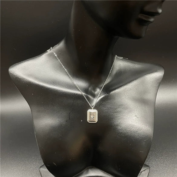 Wholesale Stainless Steel Geometric Sixpointed Star Totem Micro Inlaid Zircon Pendant Necklace For Women With Electroplating And O Word Chain