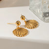 Wholesale Stainless Steel Geometric Small Steel Ball Shell Hanging Earrings For Women With Electroplating Treatment