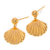 Wholesale Stainless Steel Geometric Small Steel Ball Shell Hanging Earrings For Women With Electroplating Treatment