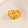 Wholesale Stainless Steel Geometric Smiley Expression Opening Adjustable Women's Ring