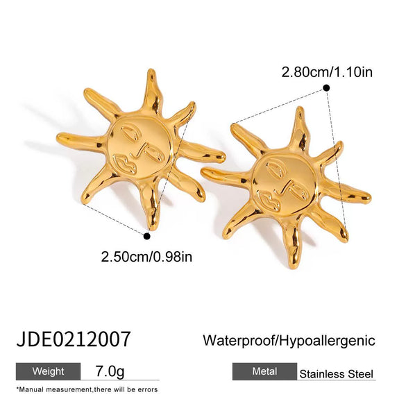 Wholesale Stainless Steel Geometric Smiley Face Sun Earrings For Women Electroplated Luxury Trendy Jewelry
