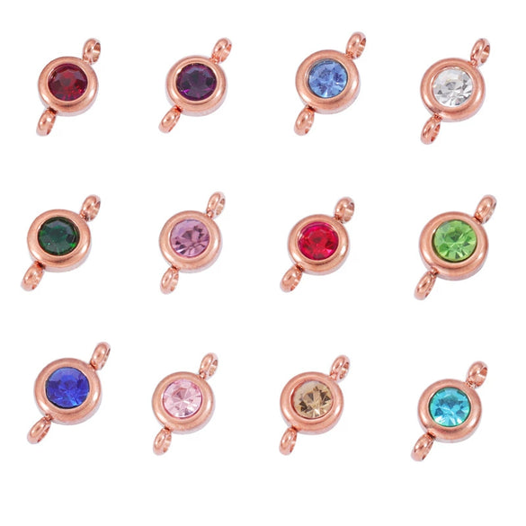 Wholesale Stainless Steel Geometric Smooth Double Circle Birthstone Pendant Jewelry Accessories