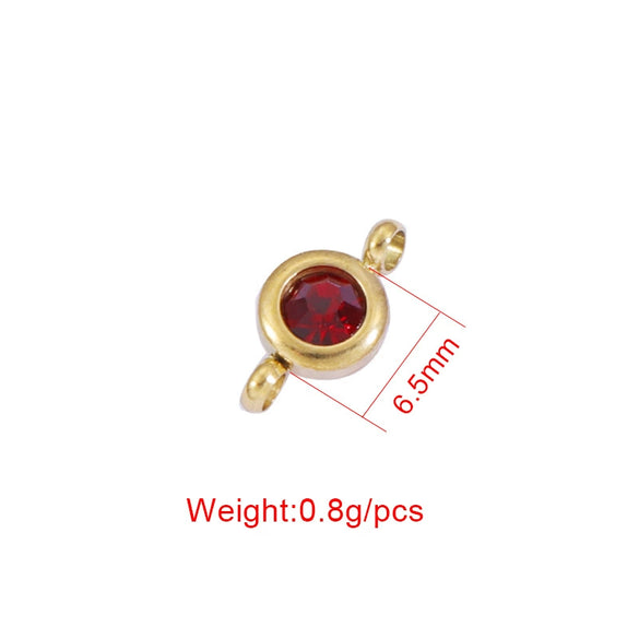 Wholesale Stainless Steel Geometric Smooth Double Circle Birthstone Pendant Jewelry Accessories