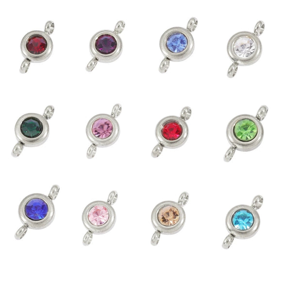 Wholesale Stainless Steel Geometric Smooth Double Circle Birthstone Pendant Jewelry Accessories