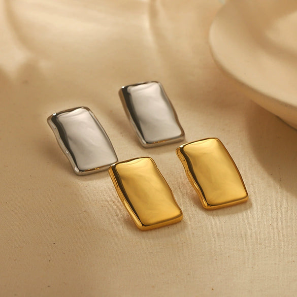 Wholesale Stainless Steel Geometric Smooth Earrings With Electroplating Treatment Women's Fashion Style
