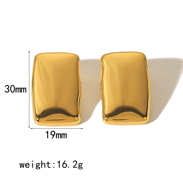 Wholesale Stainless Steel Geometric Smooth Earrings With Electroplating Treatment Women's Fashion Style