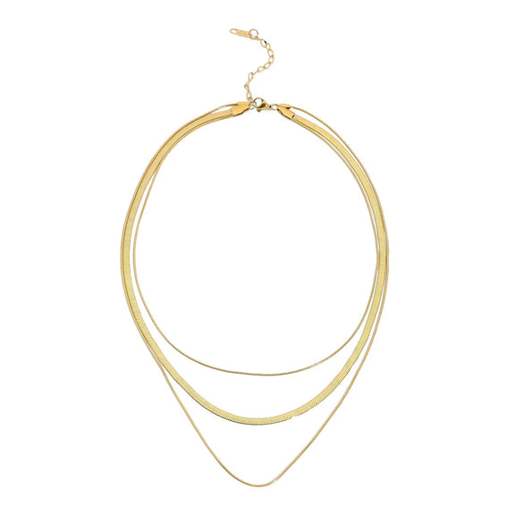 Wholesale Stainless Steel Geometric Snake Bone Chain Necklace For Women Retro Design Electroplated
