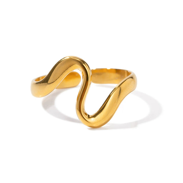 Wholesale Stainless Steel Geometric Snakeshaped Open Ring With Electroplating Treatment