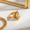 Wholesale Stainless Steel Geometric Spiral Cut Out Open Ring Jewelry With 18K Gold Electroplating