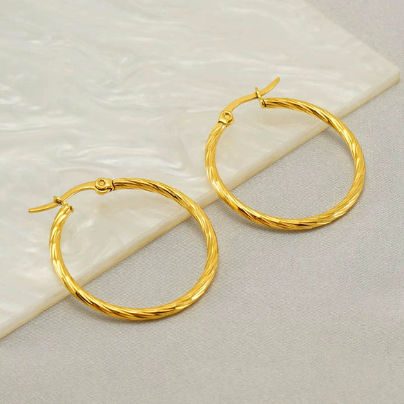 Wholesale Stainless Steel Geometric Spiral Pattern Electroplated Earrings For Women