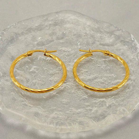 Wholesale Stainless Steel Geometric Spiral Pattern Electroplated Earrings For Women