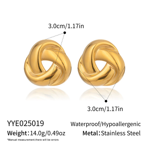 Wholesale Stainless Steel Geometric Spiral Pvd Furnace Vacuum Real Gold Plated Earrings For Women