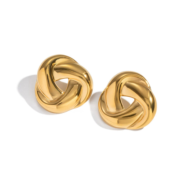 Wholesale Stainless Steel Geometric Spiral Pvd Furnace Vacuum Real Gold Plated Earrings For Women