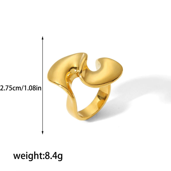 Wholesale Stainless Steel Geometric Spiral Ring For Women With Electroplating Treatment Exaggerated Design