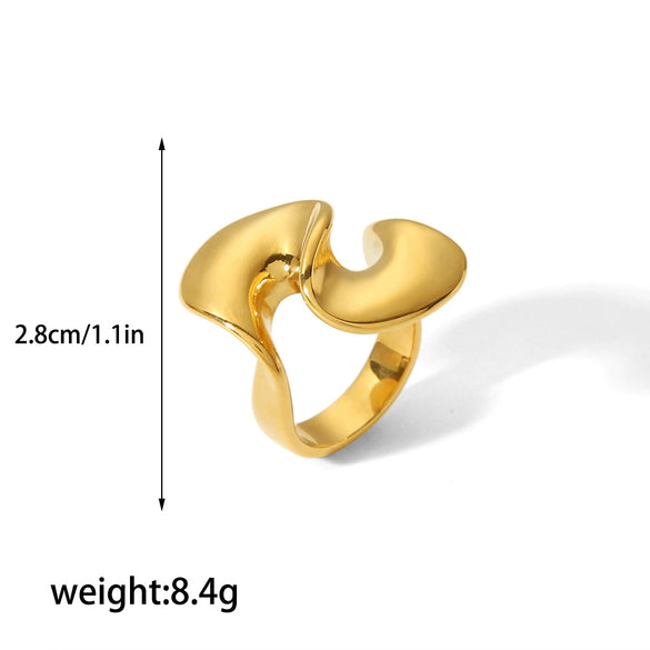 Wholesale Stainless Steel Geometric Spiral Ring For Women With Electroplating Treatment Exaggerated Design